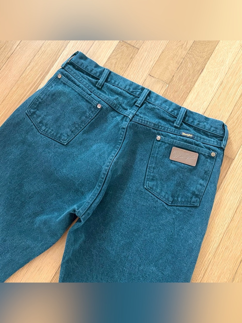 Vintage 90s Wrangler Jeans Made In USA 13MWZ Green 36x34 Denim